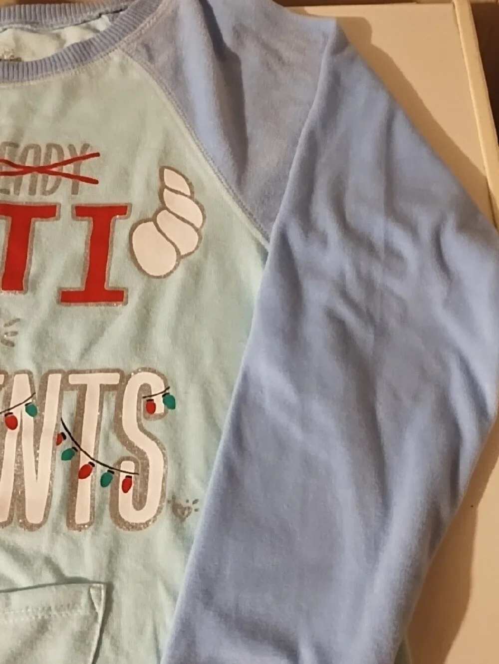 Justice Light Blue & Sky Blue 'YETI for Presents' Long Sleeve Tee Very Nice 12 .